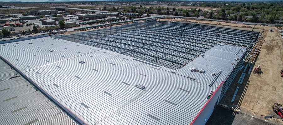 Aerial view of a Comemrcial Pre-Fabricated Metal Building